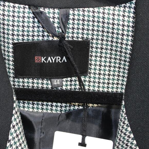KAYRA Houndstooth Double-breasted Blazer Black & Green NWT Size 44 Large - Picture 8 of 9